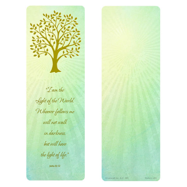 3" x 9" Radiant Tree of LIfe bookmark, John 8:12
