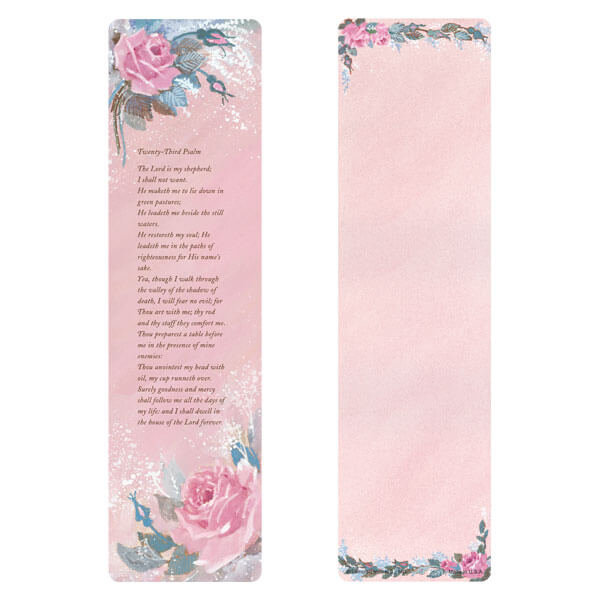 3" x 11" Rose-Rose Color large bookmark, 23rd Psalm
