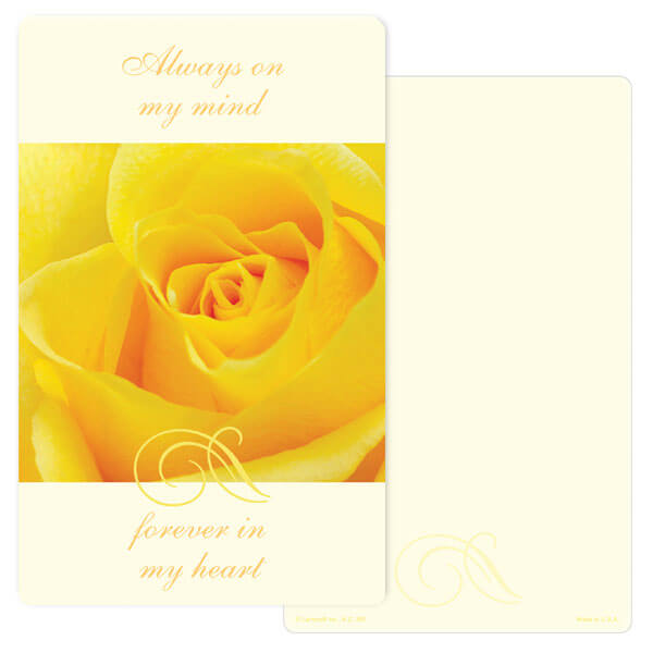 5" x 8" Yellow Rose Junior Album Premium Memorial Card, Always On My Mind