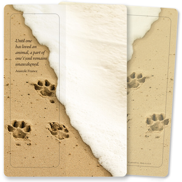 Paw Prints in Sand For Keeps™ Bookmark Card, Loving an Animal, no envelope 