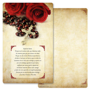 5" x 8" Rosary & Rose, Espiritu Santo