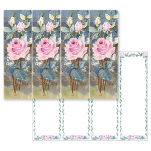 Rose-Rose Floral 4-up Micro-Perf Sheet, No Verse