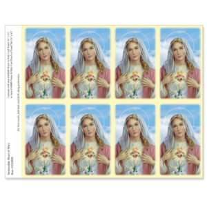 Immaculate Heart of Mary 8-up Prayer Cards, Ivory border