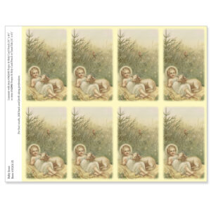 Baby Jesus 8-up Micro-Perf Prayer Cards, Ivory border
