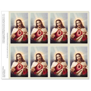 Sacred Heart of Jesus 8-up Prayer Cards, Tan border