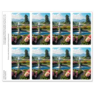 Garden Fountain 8-up Prayer Cards, White border