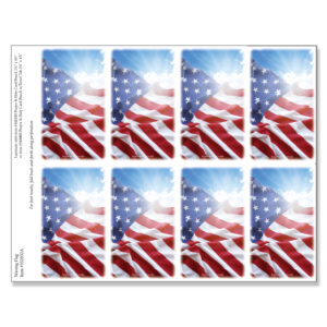 Waving Flag 8-up Micro-Perf Prayer Cards, White border