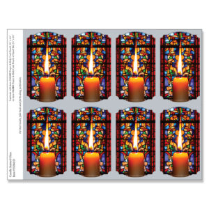 Candle Stained Glass 8-up Micro-Perf Prayer Cards, Gray border