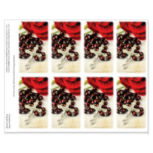 Rosary and Rose 8-up Micro-Perf Prayer Cards