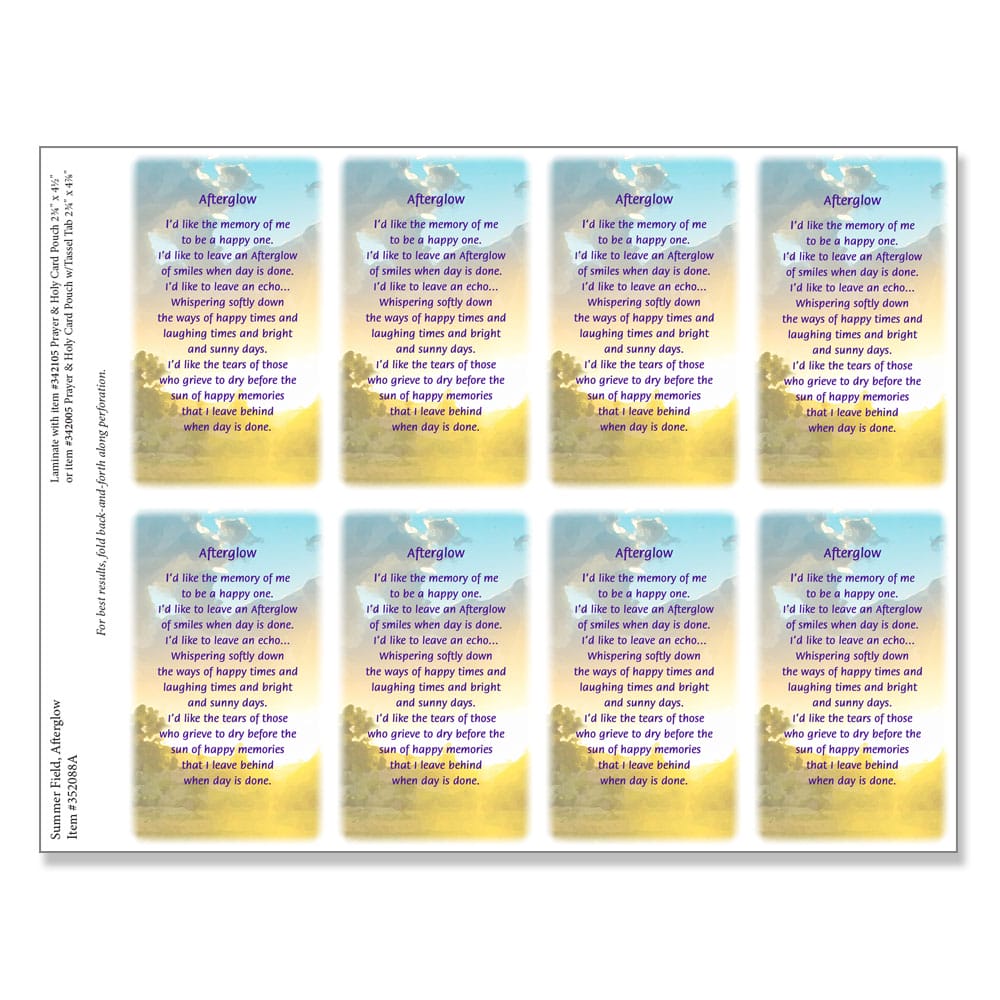 Summer Field 8-up Micro-Perf Prayer Cards, Afterglow