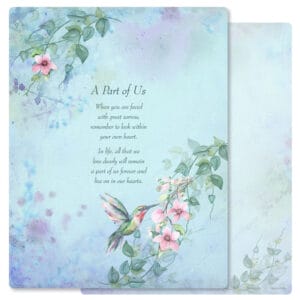 Hummingbird in Flight Letter-size PMC, A Part of Us