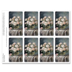 Bowl of White Roses 8-up Micro-Perf Prayer Cards