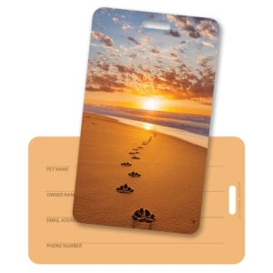 Paw Prints on Sunset Beach Luggage Tag