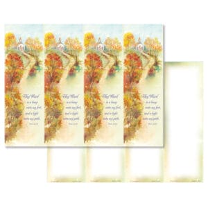 Autumn Path 4-up Micro-Perf Bookmark, Psalm 119:105