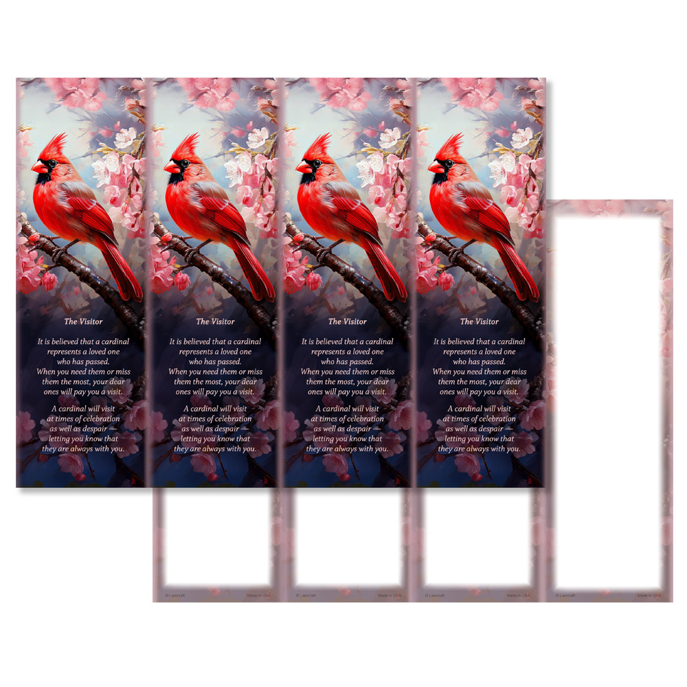 Spring Blossom Cardinal 4-up Micro-Perf Bookmark, The Visitor