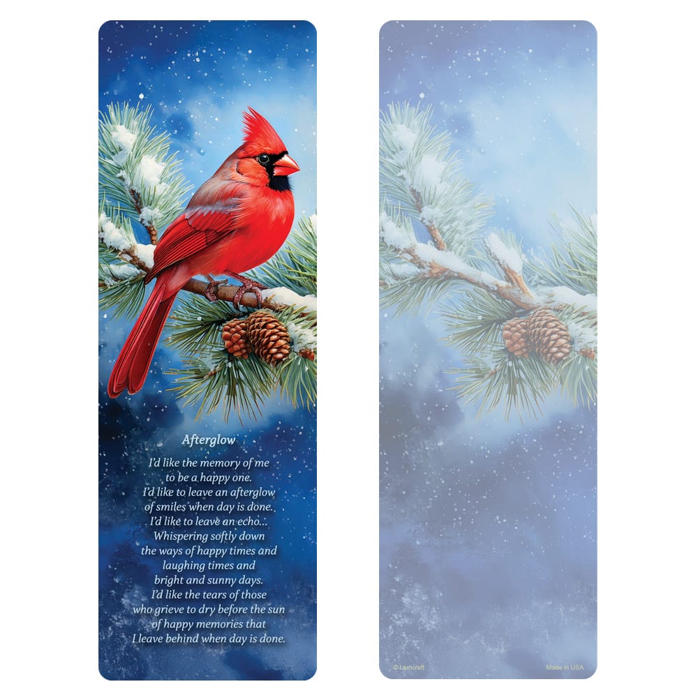 Winter Cardinal PMC Bookmark, Afterglow