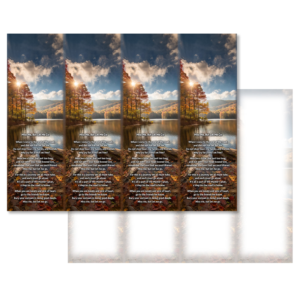 Autumn Lake 4-up Micro-Perforated Bookmarks, Miss Me But Let Me Go