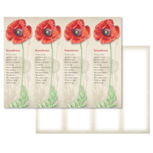 Red Poppy 4-up Micro-Perf Bookmark, Remembrance