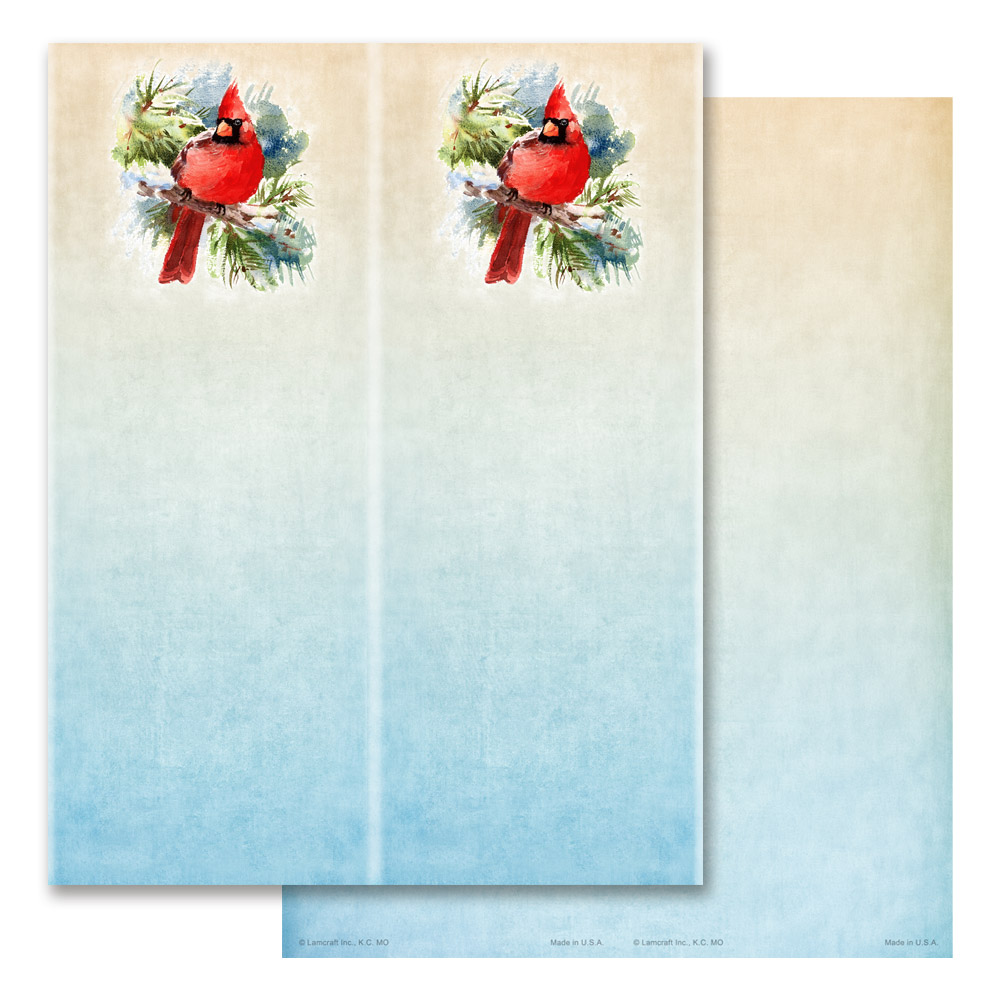 Cardinal in the Pines 2-up Micro-Perf Bookmark