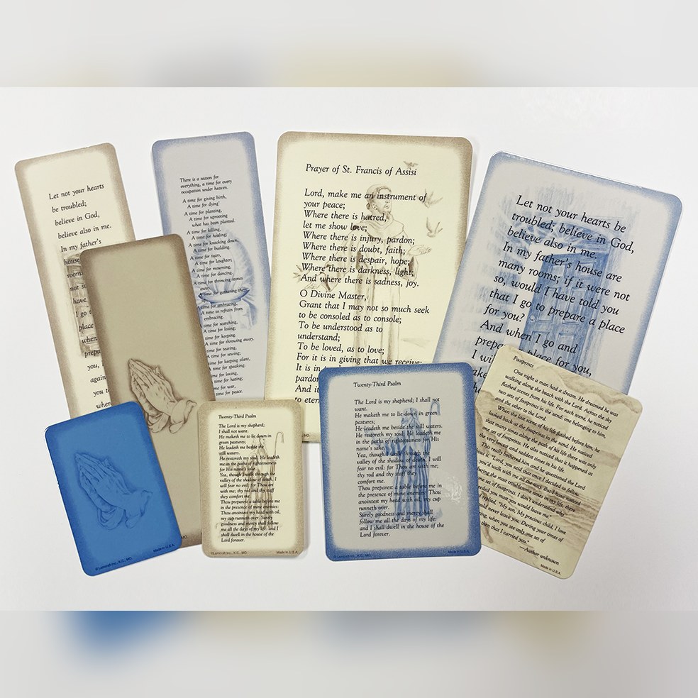 An assortment of 2-color memorial cards